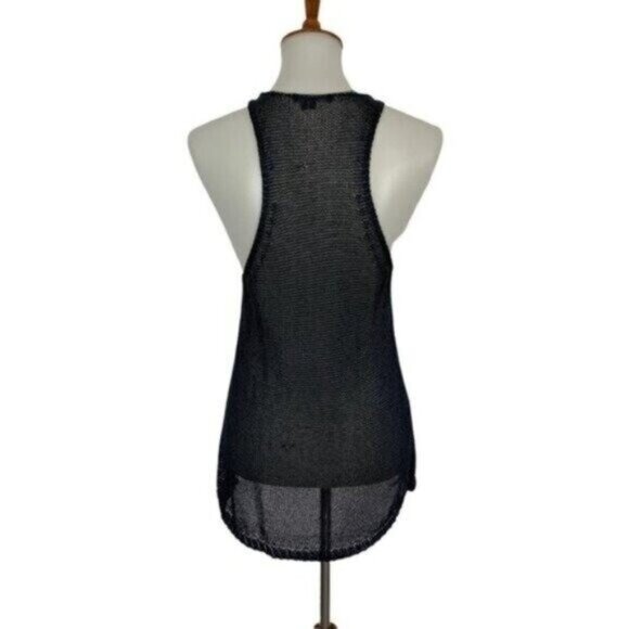 Vince Crochet Tank Top Small Navy Minimalist Classic Summer Resort - Picture 5 of 8